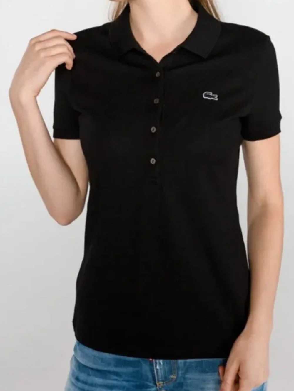 Lacoste Black Short-Sleeve Polo Shirt with Embroidered Logo